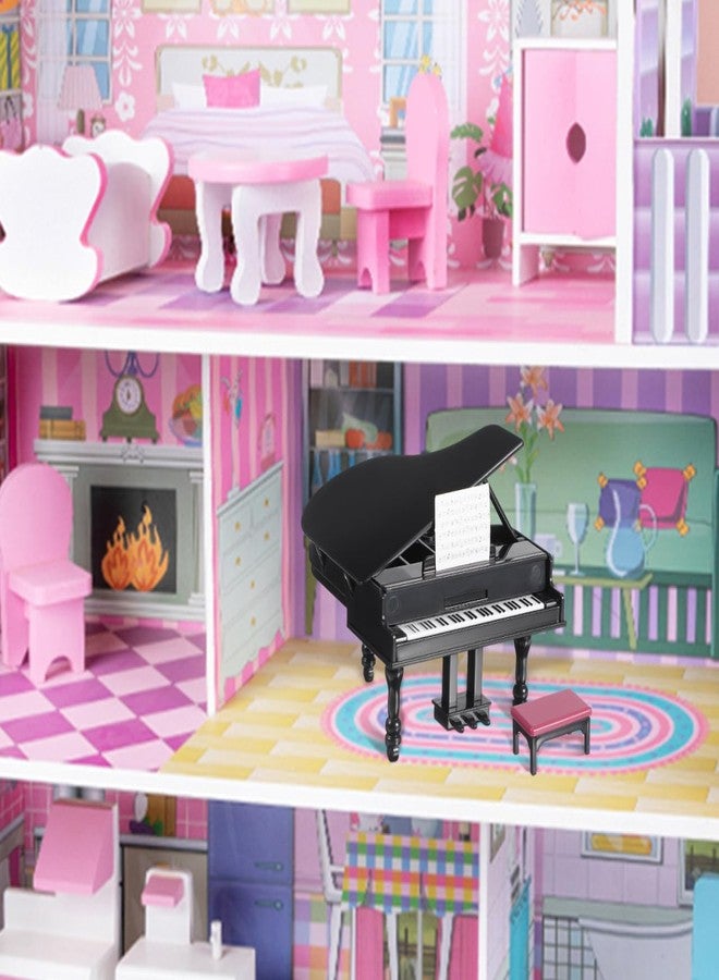 ياردوي بيانو ياردوي المصغر لتزيين بيت الدمى، بيانو صغير مزخرف بغطاء قابل للفتح، إكسسوارات منزلية مصغرة، لمسة مميزة لغرفة الموسيقى - Image 5